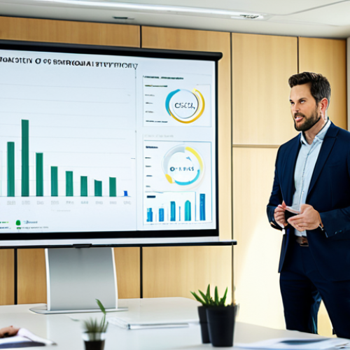 Home 6 사회적 책임 경영이 가져오는 조직 변화 - Sustainable Business Leadership**
"A confident, professional CEO (male or female) giving a presenta...