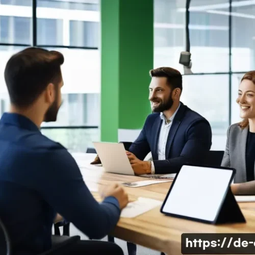 사회적 책임 경영 실습 성공을 위한 팁 - A modern corporate office scene showing a diverse group of employees and managers engaged in a works...